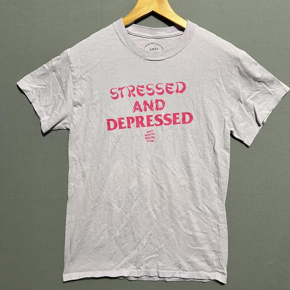 Anti Social Social Club Shirt Mens Small Stressed And Depressed Graphic Tee